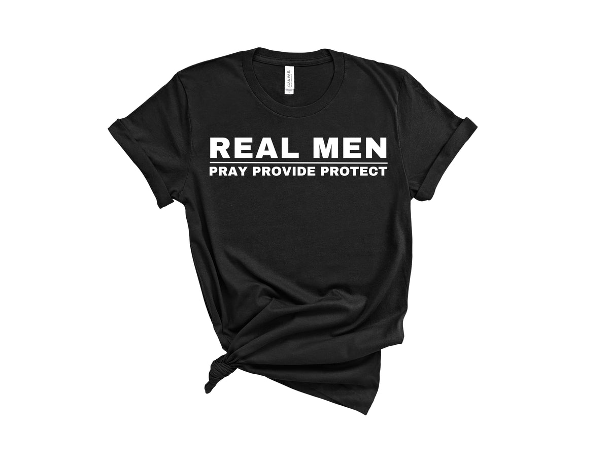 Real Men S/S Tee Shirt (white words)